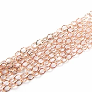 Cadena de plata esterlina enchapada en oro rosa - Cadena ovalada de cable plano a granel-2 mm - Imagen 1 de 5