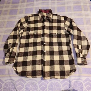 VINTAGE Gant Shirt Medium Brown Beige Cream Wool Flannel Button Down 50s 60s - Picture 1 of 9