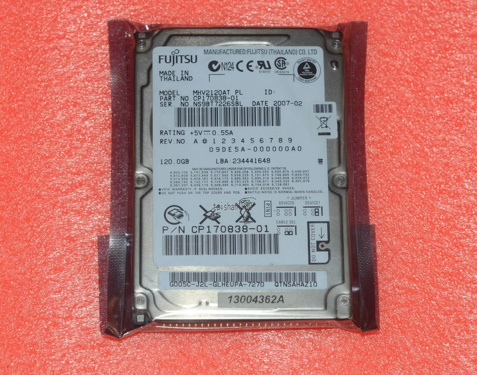 MHV2120AT PL, PN CA06557-B35600C1, Fujitsu 120GB IDE 2.5 Hard Drive - Image 1 of 4