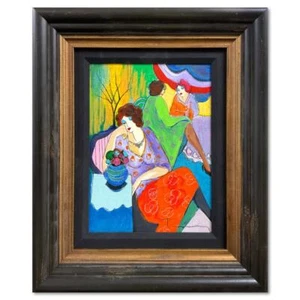 Itzchak Tarkay (1935-2012) "Quiet Afternoon" Signed Mixed Media Overpaint Framed - Picture 1 of 3