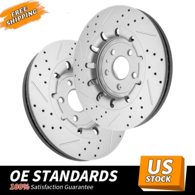 Rotores de freno ranurados perforados delanteros de 352 mm para Ford Flex Explorer Lincoln MKTS MKT Foto 1 de 4