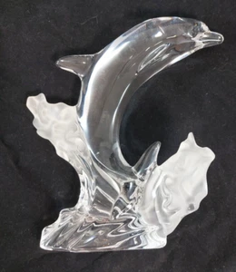 Vintage Lenox 7'' Crystal Art Glass Dolphin Jumping out of Wave 1994 - Bild 1 von 10