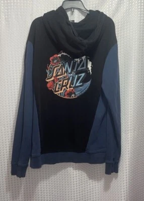 Sudadera pulóver con capucha de monopatín Santa Cruz para mujer negra azul - talla pequeña Foto 1 de 4