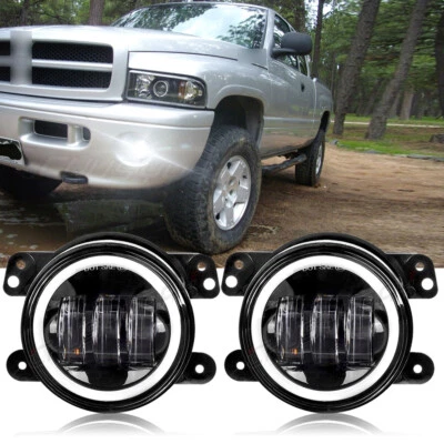 Luzes de neblina de LED redondas de 4 polegadas para-choque dianteiro para 1994-2001 Dodge RAM 1500 2500 3500 - Imagem 1 de 4