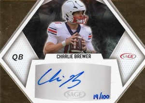 Charlie Brewer - 2023 Sage Football Low Series Gold Rookie Autograph #19/100