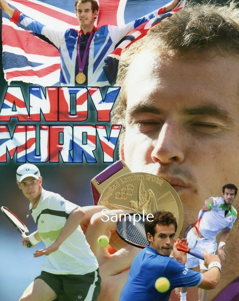 Collage impreso póster fotográfico 8x10 tenis Andy Murray para hombre AM1 Foto 1 de 1