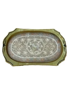 Vintage Art Deco Celluloid Bakelite Pearlized Vanity Tray With Lace Inset Glass - Picture 1 of 11