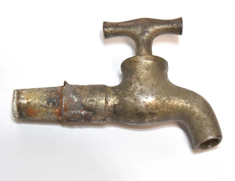SMALL VINTAGE INDUSTRIAL NICKEL OVER BRASS  BUNG HOLE FAUCET SPIGOT STEAMPUNK Cover
