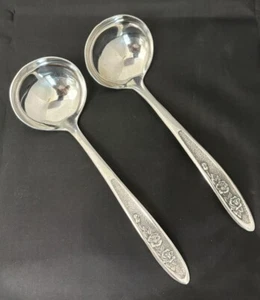 Lot of 2 Ecko COUNTRY GARDEN Ladle 7 Inches Spoon Rose Stainless Steel Flatware - Picture 1 of 8