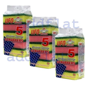 Lot of 15 Yellow Sponge Green Scrubber Scrub Scourer for Wash Clean Dish AD-15 - Picture 1 of 1