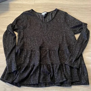 Sobre Verde Mujer Gris Oscuro Tres Capas Peplum Camisa Manga Larga Talla Pequeña - Imagen 1 de 6