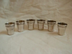ANTIQUE,FRENCH STERLING SILVER LIQUOR GOBLETS,SET OF 6,LATE XIX CENTURY. - Picture 1 of 11