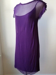 Lanvin Alber Elbaz Purple Chiffon/Cotton Sleeveless Dress Size L - Picture 1 of 7