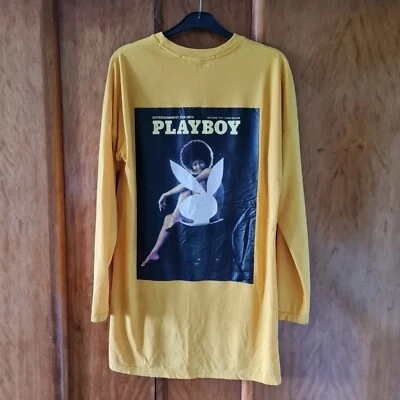 T-shirt jaune manches longues Playboy Bunny égaré - Grand imprimé au dos - Photo 1/4