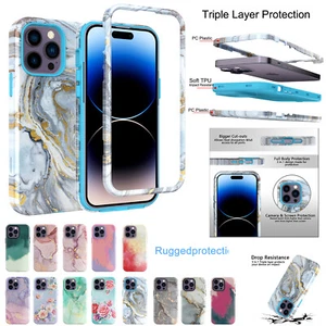 Marmor Slim Handy Hard Case für iPhone 15 14 Plus 13 12 Pro Max Stoßfest Cover - Bild 1 von 92