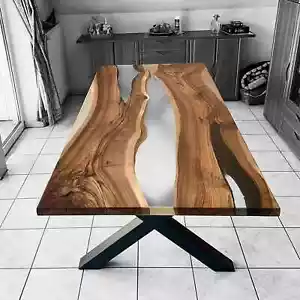 Clear Decorative Epoxy Table for Living Room - Contemporary Epoxy Dining Table - Picture 1 of 9
