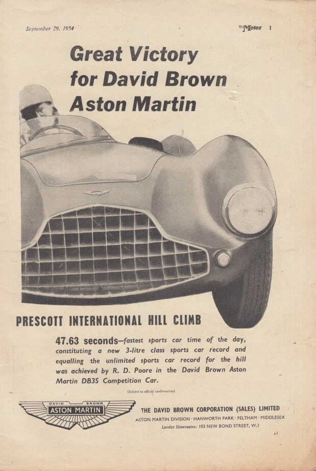 Gran victoria para David Brown Aston Martin DB3S anuncio 1954 Foto 1 de 1