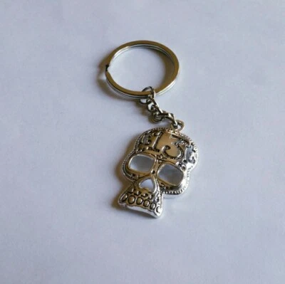 Lucky 13 Skull Keychain, Gothic Keychain, Sugar Skull Keychain, Unique Keychain - Image 1 of 2