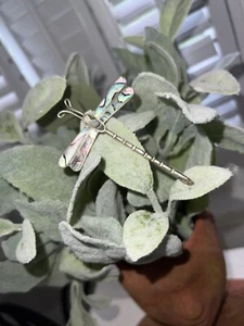 925 Sterling Silver Abalone Shell Dragonfly Artisan Pin Brooch from Mexico - Picture 1 of 6