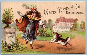BOSTON MA JABÓN PUBLICIDAD ANTIGUA TARJETA COMERCIAL VICTORIANA - Imagen 1 de 2