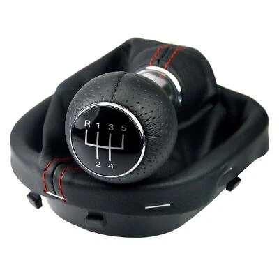 L & P CAR DESIGN Manguito de cambio costura ROJO palanca de cambios para VW Touran + Caddy 2K III cuadro 5 velocidades