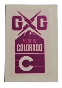 Guerilla Gravity OEM Rahmen Aufkleber "GG Made in Colorado" 1,25" x 2,25" lila - Bild 1 von 4