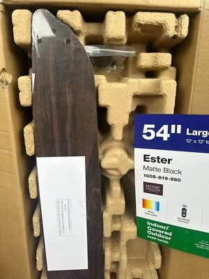 Home Decorators Ester 54  LED Matte Black Ceiling Fan Display Unit Missing Motor - Image 1 of 4