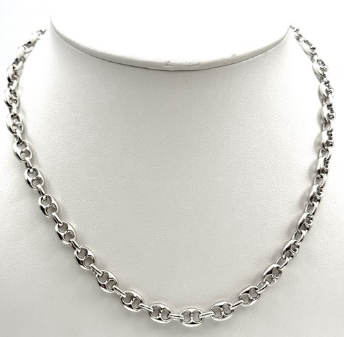 Collana catena a maglie Gucci oro bianco massiccio 14K lunghezza 18 pollici 56 5 grammi