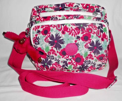 Kipling, traumhafte Schultertasche, Pink/Bunt + Affe, Hardware: Silber-Ton, TOP! - Bild 1 von 4