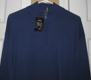 NWT New JOS. A. BANK Mens XXL Blue Mock Neck Travelers Sweater Pima Cotton - Picture 1 of 5