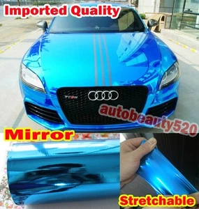 Espejo de coche brillante elástico importado cromo azul vinilo adhesivo 50 pies x 5 pies - Imagen 1 de 5