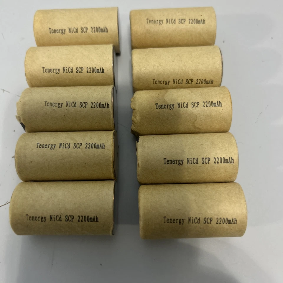 Baterías recargables de papel NiCd 10Tenergy 2200 mAh SubC para herramientas eléctricas Foto 1 de 1