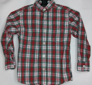 OshKosh B'Gosh Boys Size 7 Red Green Plaid Button Collared Long Sleeve Shirt - Picture 1 of 8