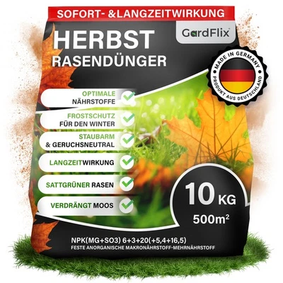 Herbstrasendünger Langzeitwirkung für Winterfesten Rasen |  2,5kg 5kg 10kg 20kg - Bild 1 von 4