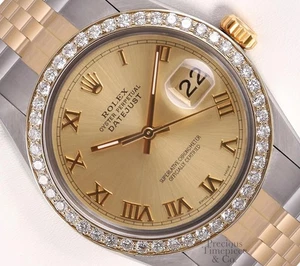 Rolex Datejust 36mm 18K Two-Tone Jubilee Diamond Bezel Champagne Roman Dial - Picture 1 of 6