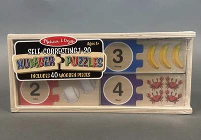 Melissa & Doug Self-Correcting Wooden Number Puzzles With Storage Box (40 pcs) - Image 1 of 4