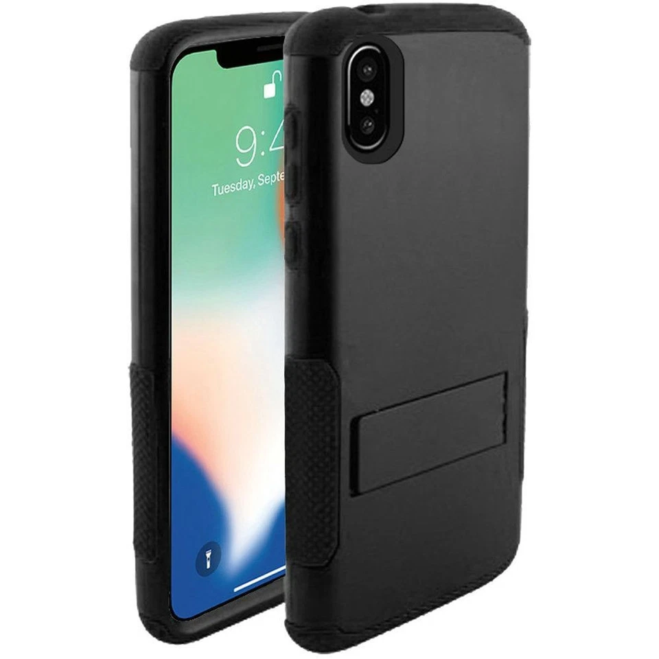 "GSA Tough Snap-on Rugged Kickstand Case for iPhone XS Max - Black" - Image 1 of 1
