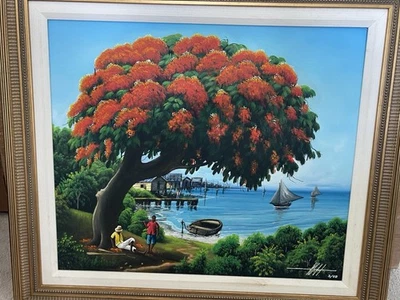 PINTURA AL ÓLEO ORIGINAL DEL ARTISTA HAITIANO SIMEÓN MICHEL Foto 1 de 3