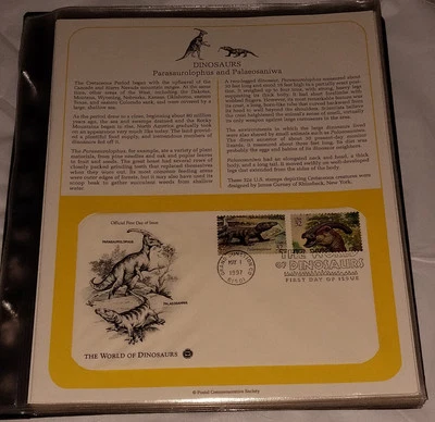 US Stamp PCS Panel FDC 1997 THE WORLD OF DINOSAURS Parasaurolophus/ Palaeosaniwa - Image 1 of 2