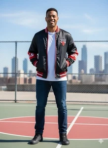 Chaqueta De Colección Chicago Bulls NBA Calentamiento Satinado Estilo Bombardero Para Hombre Mediana - Imagen 1 de 9