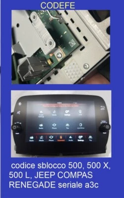CODICE SBLOCCO RADIO 500, 500X, 500L JEEP RENEGADE E COMPAS CONSEGNA IN 5 MINUTI - Bild 1 von 4