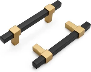 10 Pack Black and Gold Cabinet Handles Cabinet Pulls 3 inch Brass Drawer Pull... - Picture 1 of 8