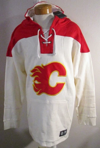 NWT Fanatics Calgary Flames Mens Breakaway Lace Up Hoodie 5XL White/Red MSRP$65 Cover