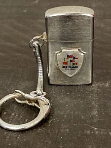 Vintage Miniature Six Flags Flip Style Lighter  On A Keychain - Picture 1 of 7