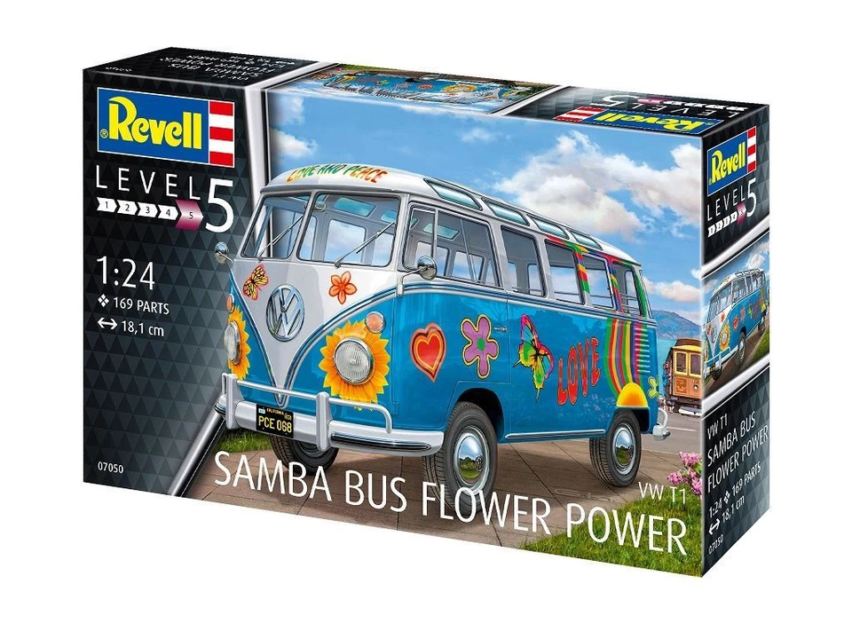 Revell 07050modellino Auto 1 24volkswagen VW T1bulli Samba Bus Flower (pxf)