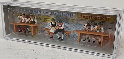 PREISER #10447 NEW HO 1/87 Scale Set of 6 Oktoberfest Patrons with Picnic Tables - Image 1 of 3