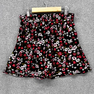 Floral Skort Girls size Large XL Black pink red Flared Elastic Waist - Picture 1 of 10