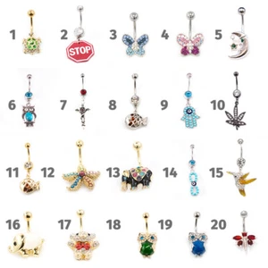 Belly Button Ring with Unique Design 14G Made of Surgical Steel - Picture 1 of 21