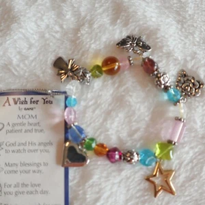 Mom Charm Bracelet Beaded Fashion Jewelry Mother Gift A Wish For You - Picture 1 of 6