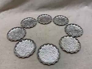8 Farber-Shlevin Floral Aluminum Hand Forged Metal Trinket Dish Coasters - Picture 1 of 3